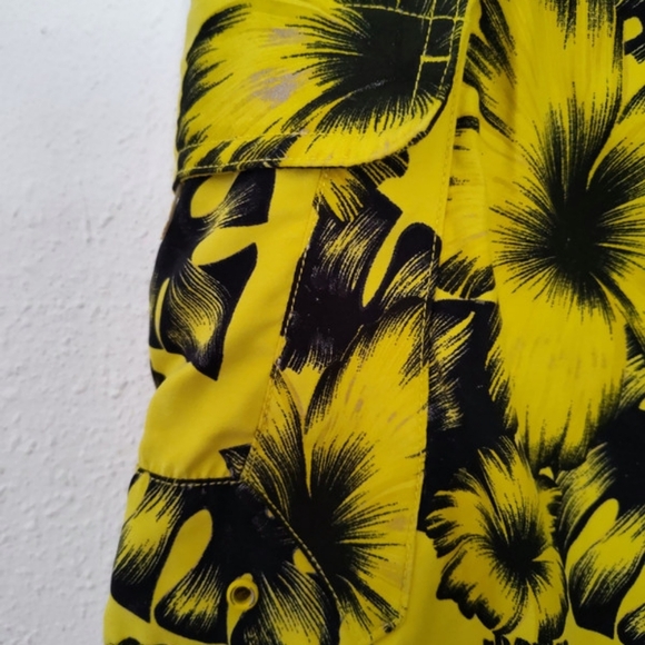 Anchor Blue Vintage Mens Board Shorts Yellow And Black Swim Trunks Print - Picture 4 of 4